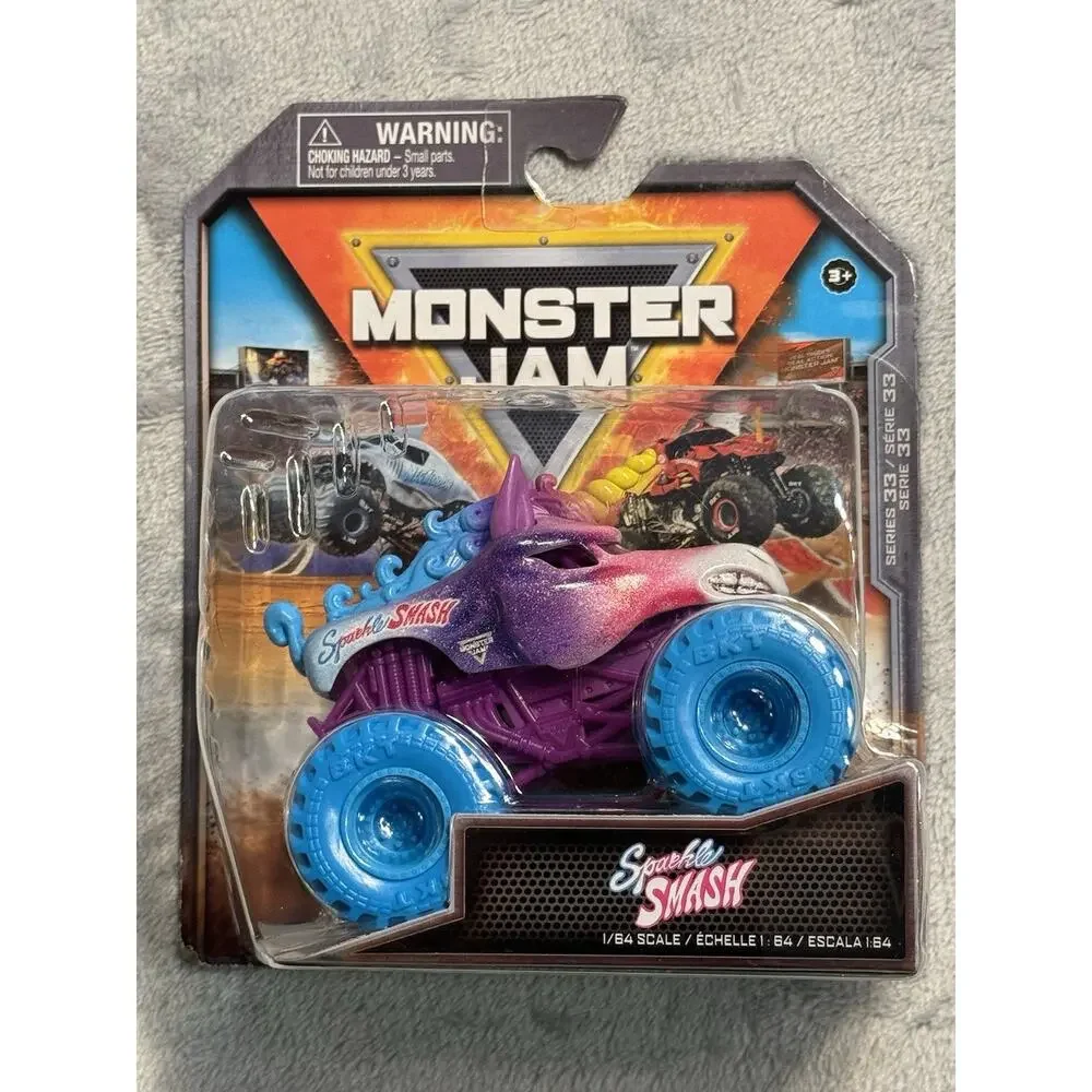 Lot 2x Monster Jam Sparkle Smash Series 33 Crazy Creatures 1:64 Truck NIB NIP￼￼